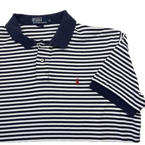 Ralph Lauren Men's Short Sleeve Polo Shirt Size XL Blue & White Stripe Red Pony
